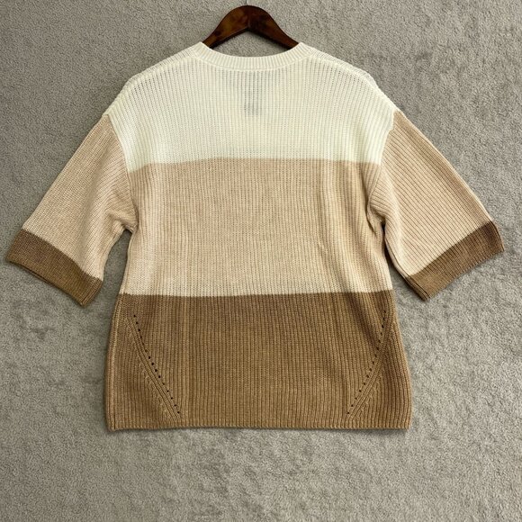 NEW Matty M Women's S Colorblock Knit Short Sleeve Sweater Pullover Half Sleeve - Picture 3 of 7